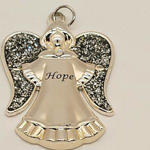 Angel, Scarf or Necklace Jewelry, with Clear Crystals and Silver Coloring